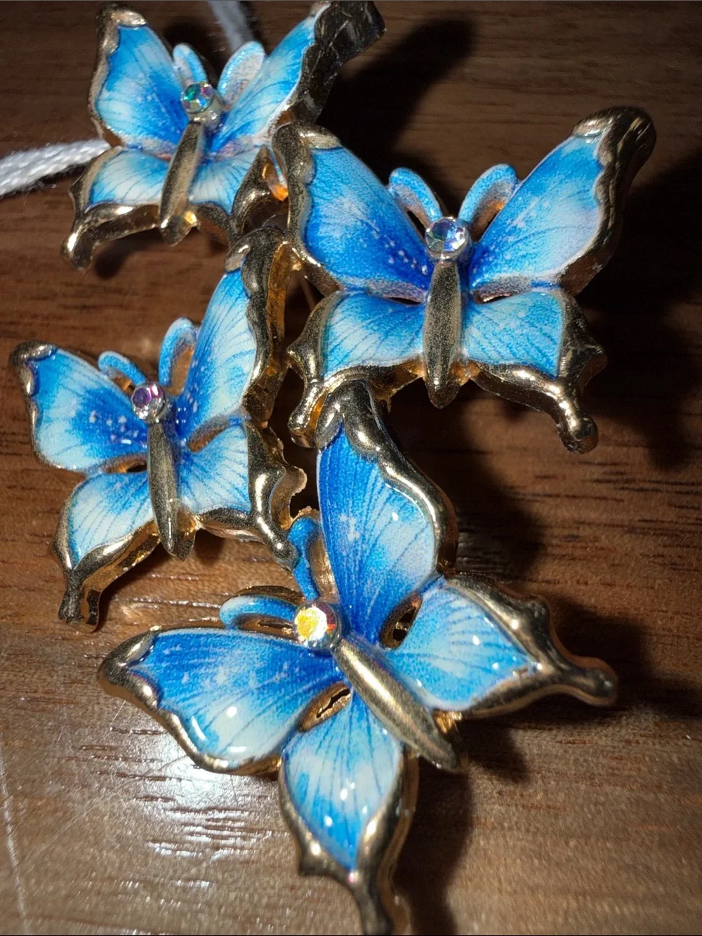 Blue Butterfly Decorative Accent Ornaments - Set of 4